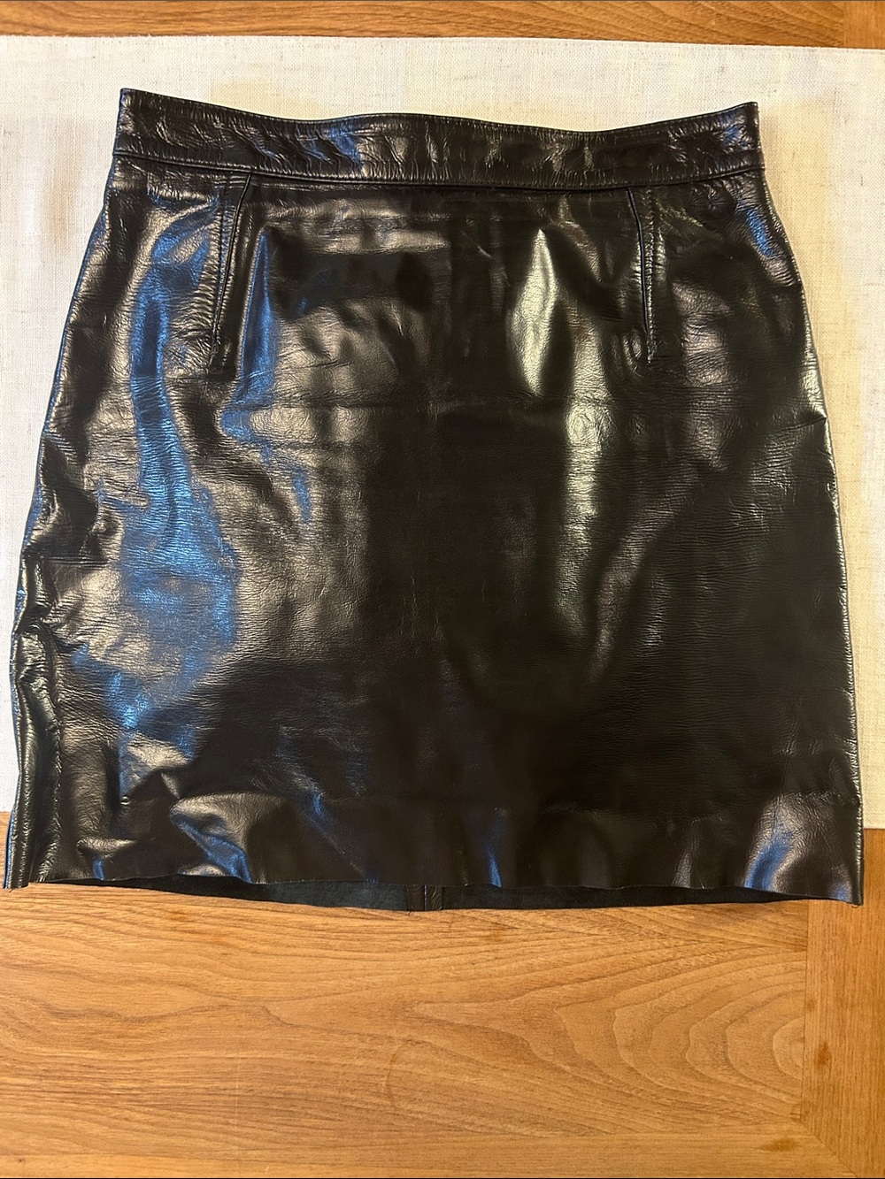 & Other Stories Classic Black Real Leather Mini Skirt